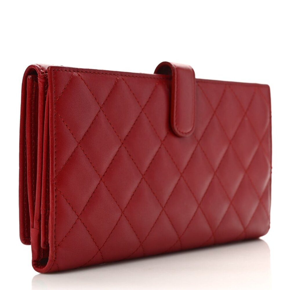 Chanel  Calfskin Quilted Cambon Long Double Wallet Red - Picture 4 of 8